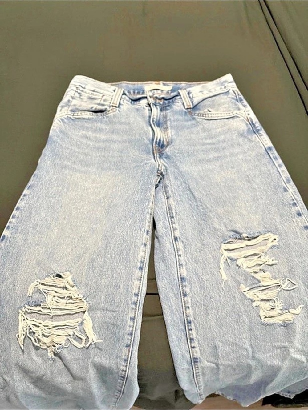 Levi's Distressed Straight Leg Jeans in Blue